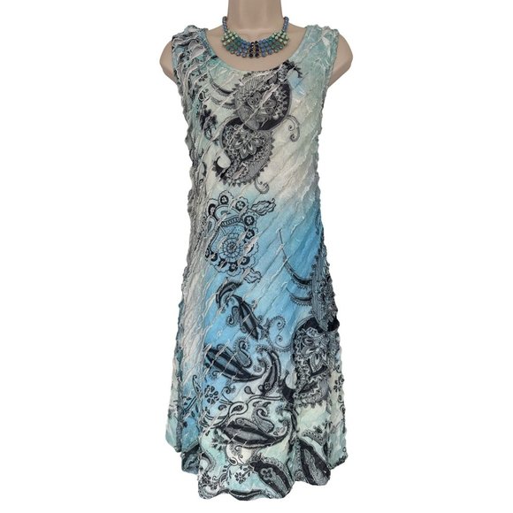Size Large PAISLEY‎ PRINT TIERED RUFFLED DRESS Day/Evening Wedding Summer Party - Picture 1 of 3
